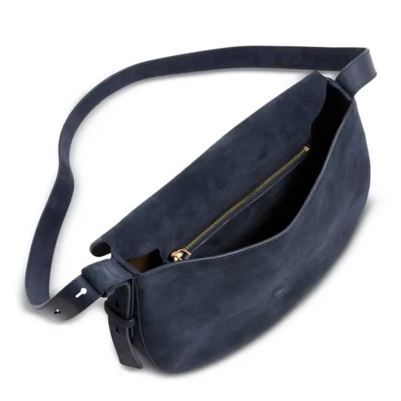 NWT Madewell | Dakota Large Saddle Crossbody Bag Indigo Navy Blue Leather Womens - Picture 2 of 12